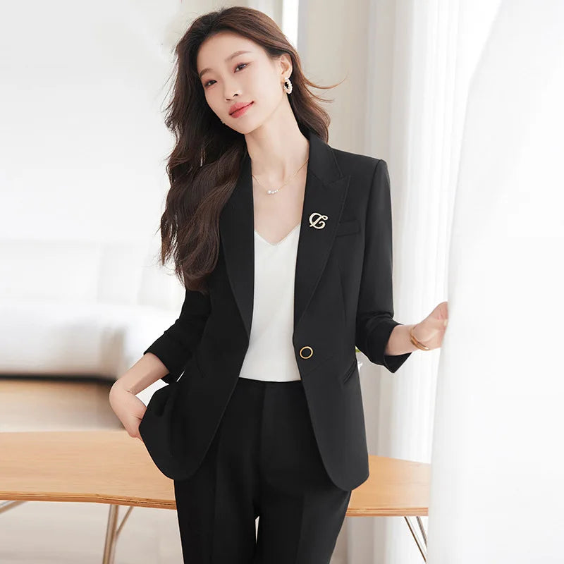 Wine Red Suits Women 2024 New Autumn High End Fashion Temperament Business Slim Blazer And Pants Sets Office Lady Work Wear