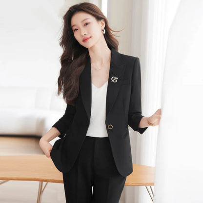 Wine Red Suits Women 2024 New Autumn High End Fashion Temperament Business Slim Blazer And Pants Sets Office Lady Work Wear
