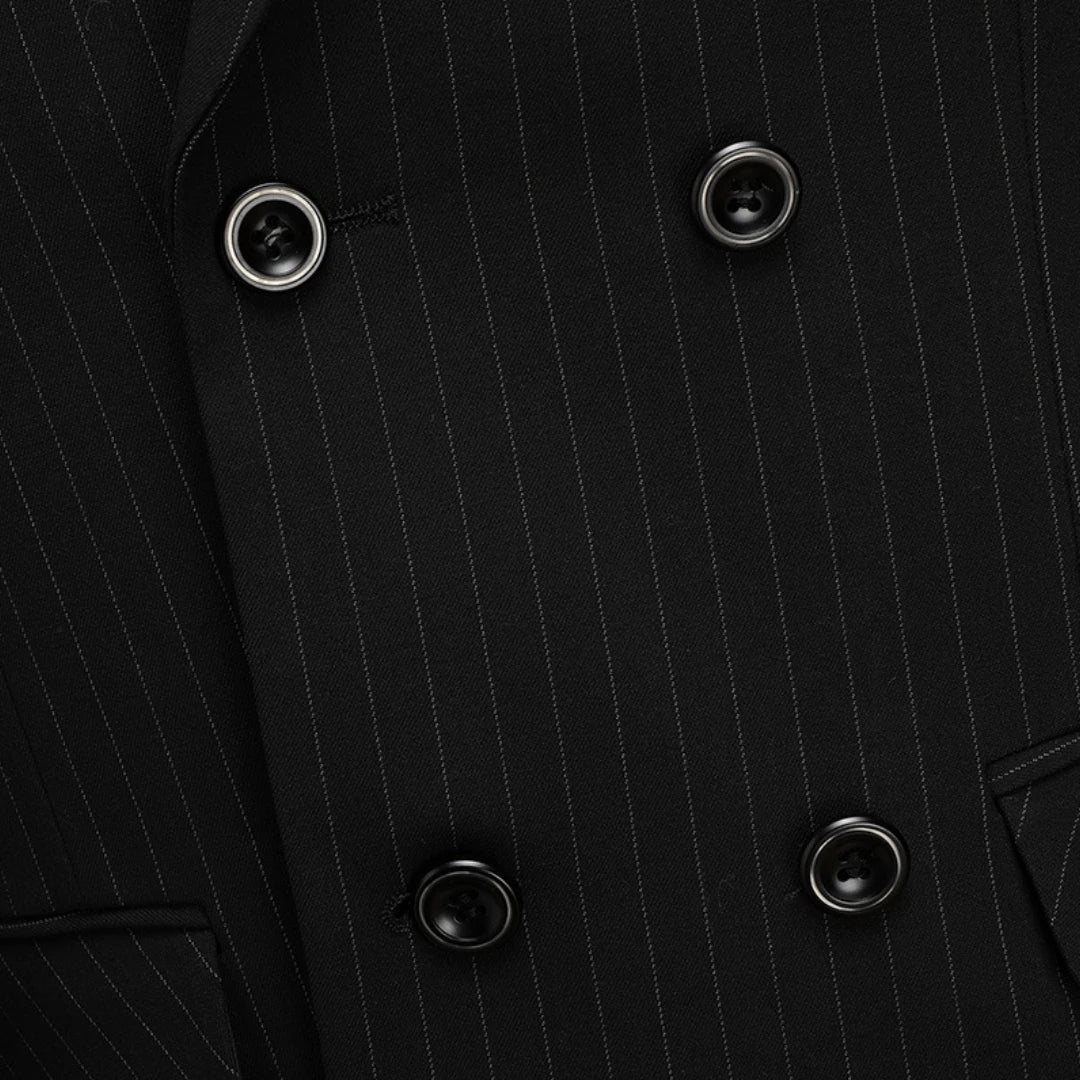 Men Suit Gray 2 Pieces Grid Stripe Double Button With Lapel For Wedding Birthday Business Banquet Work Daily Jacket And Pants