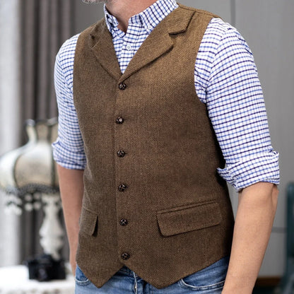 Men's Formal Vest | Single Breasted Lapel Waistcoat for Weddings & Business