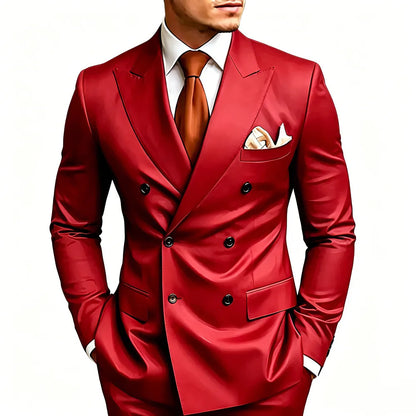 High Quality Brown Men Suits Double Breasted Bespoke Wedding Suit Peaked Lapel Formal Blazer Slim Fit  Groom Dress