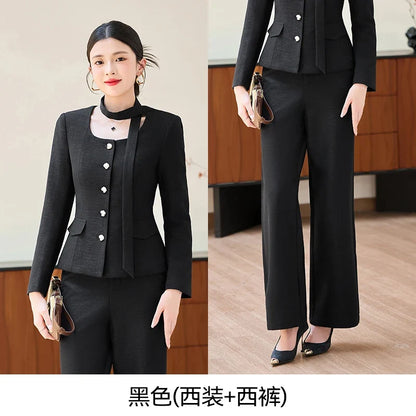 Fashionable professional women's two-piece trousers + suit jacket, exquisite elegant, 2025 autumn winter new style