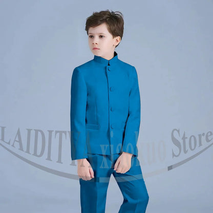 Boy Suits Fashion Stand Collar Single Breasted Outfits 2 Piece Formal Party Tuxedo Daily Casual Slim Children's Clothing