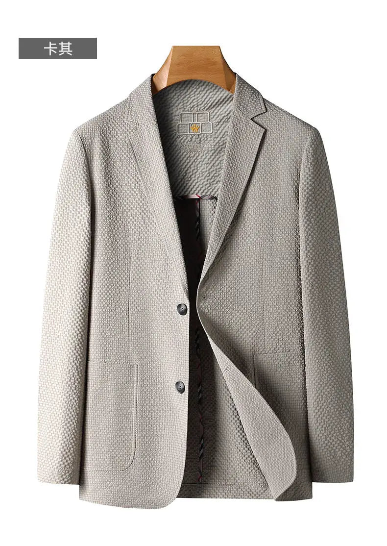 2026 Sun Protection Lightweight Blazer - Fashionable Business Outdoor Travel Wedding Casual Korean Men's Bubble Weave Blazer