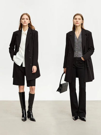 Minimalist Blazer for Woman 2026 Autumn Long Simple Basics Commuter Jacket With Waist Rope Slim Fit Blazers 12343036