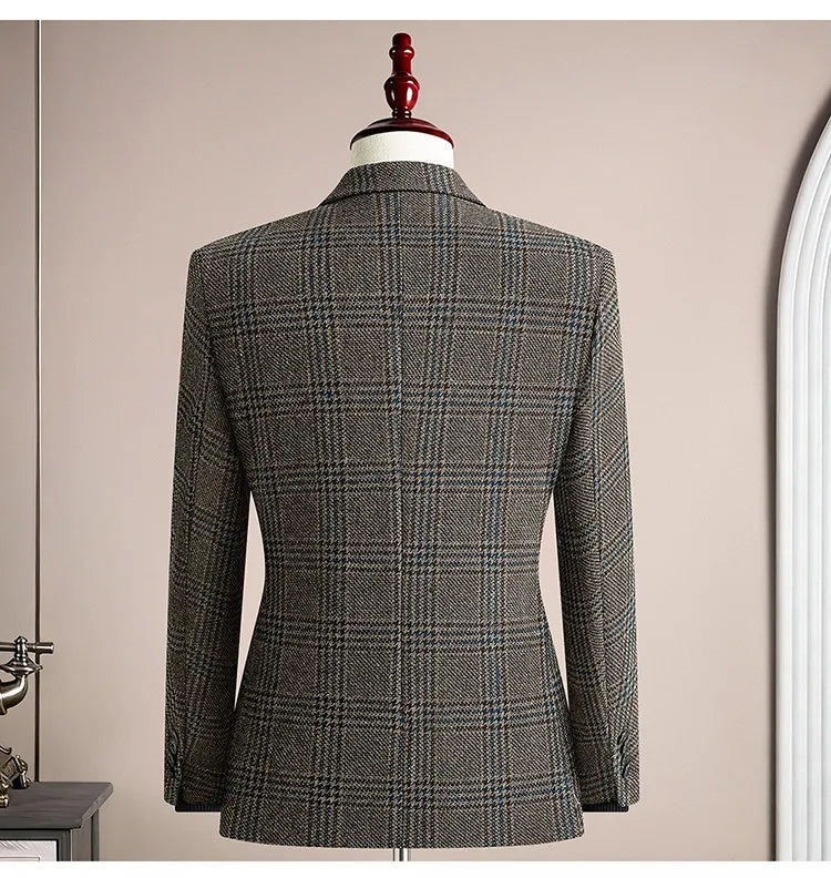 High Quality Retro Fashion 50% Woolen Men's Suit Jacket Autumn Winter Thicken Warm Business Slim Casual Wedding Coats Tailcoat