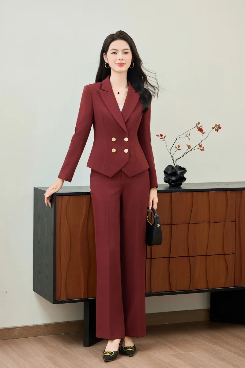 Fashionable professional women's clothing, high-quality two-piece pants + blazer, elegant temperament, beautiful charming
