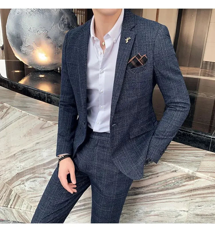 Men's Hemp Linen Suit (Blazer + Pants) – Smart Casual British Style for Business, Wedding & Everyday Wear
