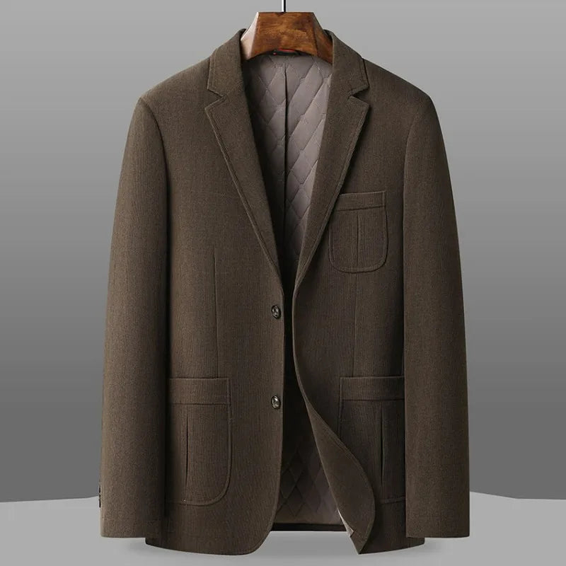 2026 Autumn Winter Men Suit Jacket Thicken Warm Long Sleeve Man Blazer Simple Solid Business Casual Male Outerwear
