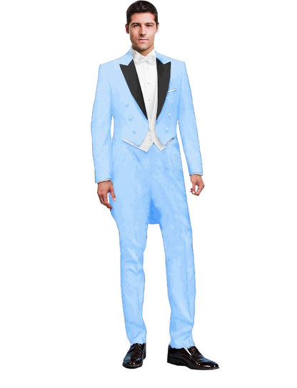 Costume 3 Pièces Solide pour Homme, Smoking de Mariage, Blazer Long, Garçon d'Honneur, Bal de Promo, Costume Masculin Tendance (Veste+Gilet+Pantalon)