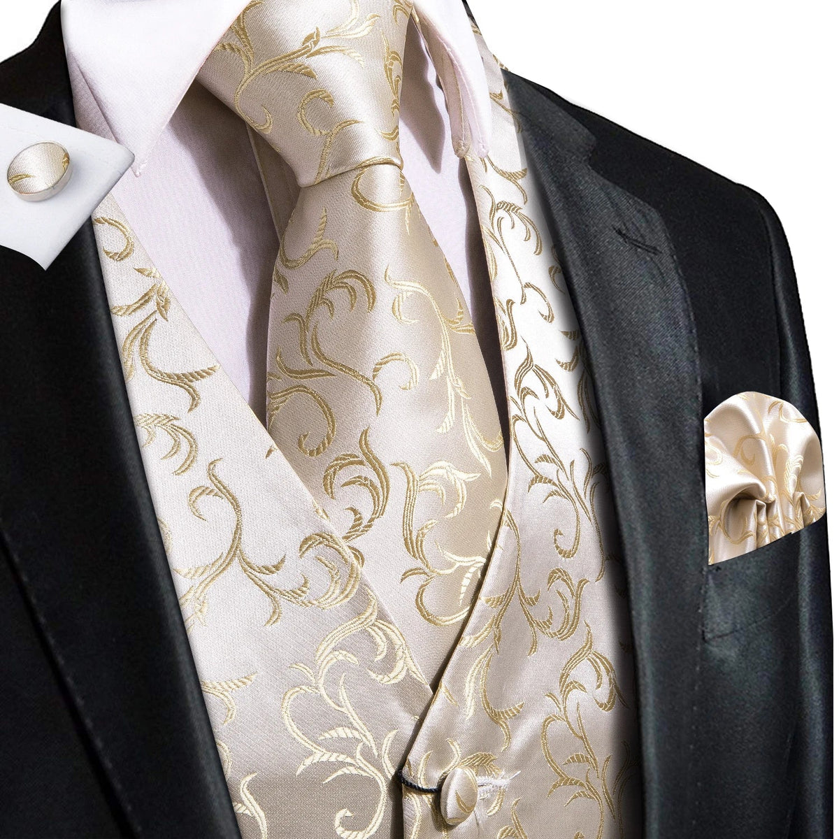 Men's Floral Paisley Vest and Tie Set – Formal Waistcoat with Necktie and Pocket Square for Weddings and Business Events