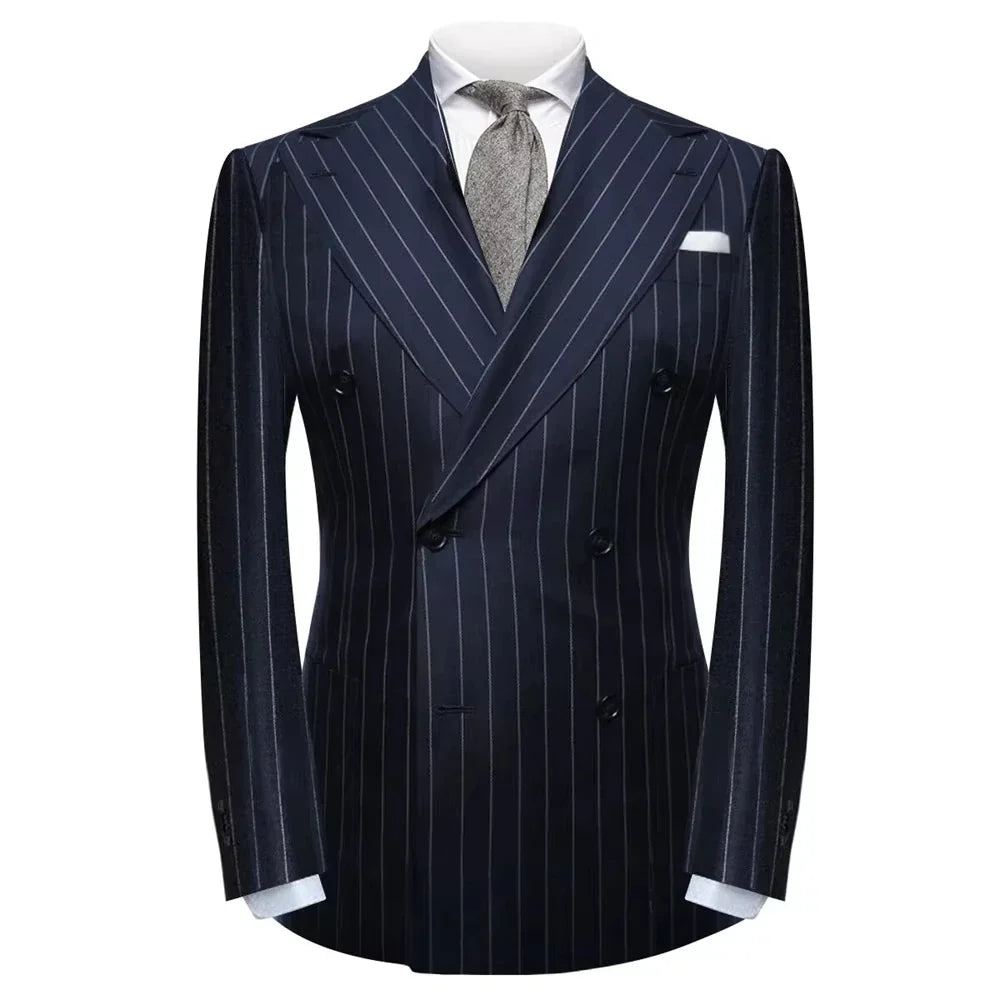 High Quality Skinny Wedding Coat Double Breasted Stripe Slim Fit 1 Piece Blazer Formal Travel Men's Jacket Suit Fashion
