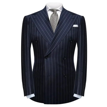 High Quality Skinny Wedding Coat Double Breasted Stripe Slim Fit 1 Piece Blazer Formal Travel Men's Jacket Suit Fashion