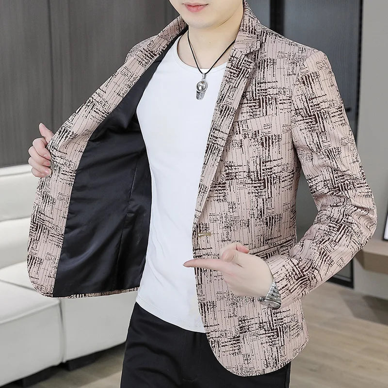 Blazer Men's Fashion Outdoor Travel Gentleman Wedding Slimming Business Versatile Trendy Casual Korean-style Formal Wear Blazer