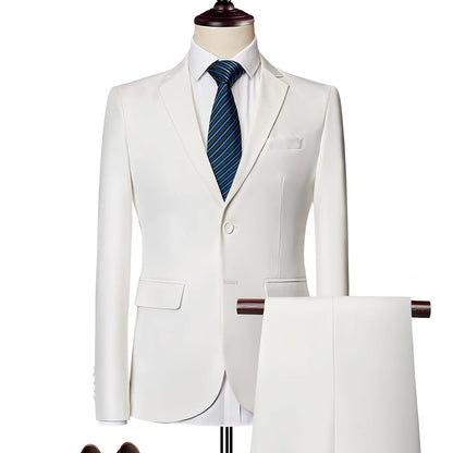 Men's 2 Piece Suit , Two Button Slim Fit Solid Jacket and Pants Set, Suits for Men Prom Party Wedding & Business