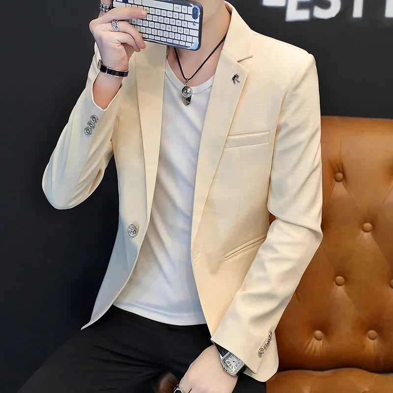 Blazer: Outdoor Fashion, Business-style, Gentleman's Wedding Host, Campus Casual, Relaxed, Korean-style, Youthful Men's Blazer