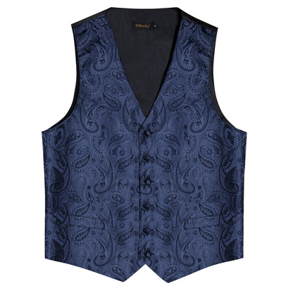 Men's Paisley Waistcoat Set – Single Breasted Formal Vest with Necktie and Pocket Square for Weddings and Business Events