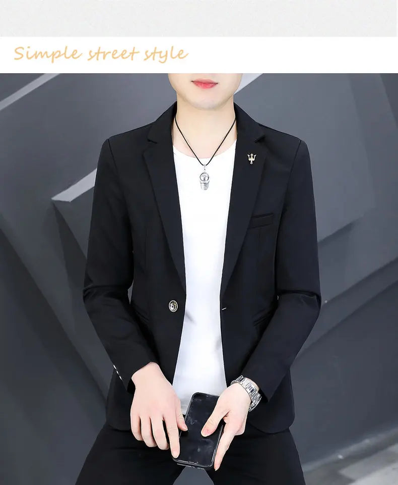 Blazer Men's Fashion Outdoor Travel Gentleman Wedding Slimming Business Versatile Trendy Casual Korean-style Formal Wear Blazer