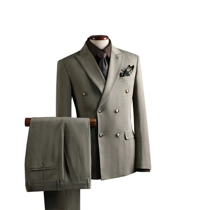 Black Men's 2-piece Suit Double Breasted Checkered Pattern Casual Business Formal Fashionable Slim Wedding Groomsman Dress Party