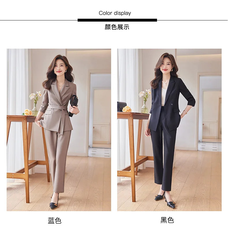 Professional Long-Sleeved Trouser Suits for Women, Fashionable Trousers, High Quality, Show, Elegant, New, Autumn and Winter