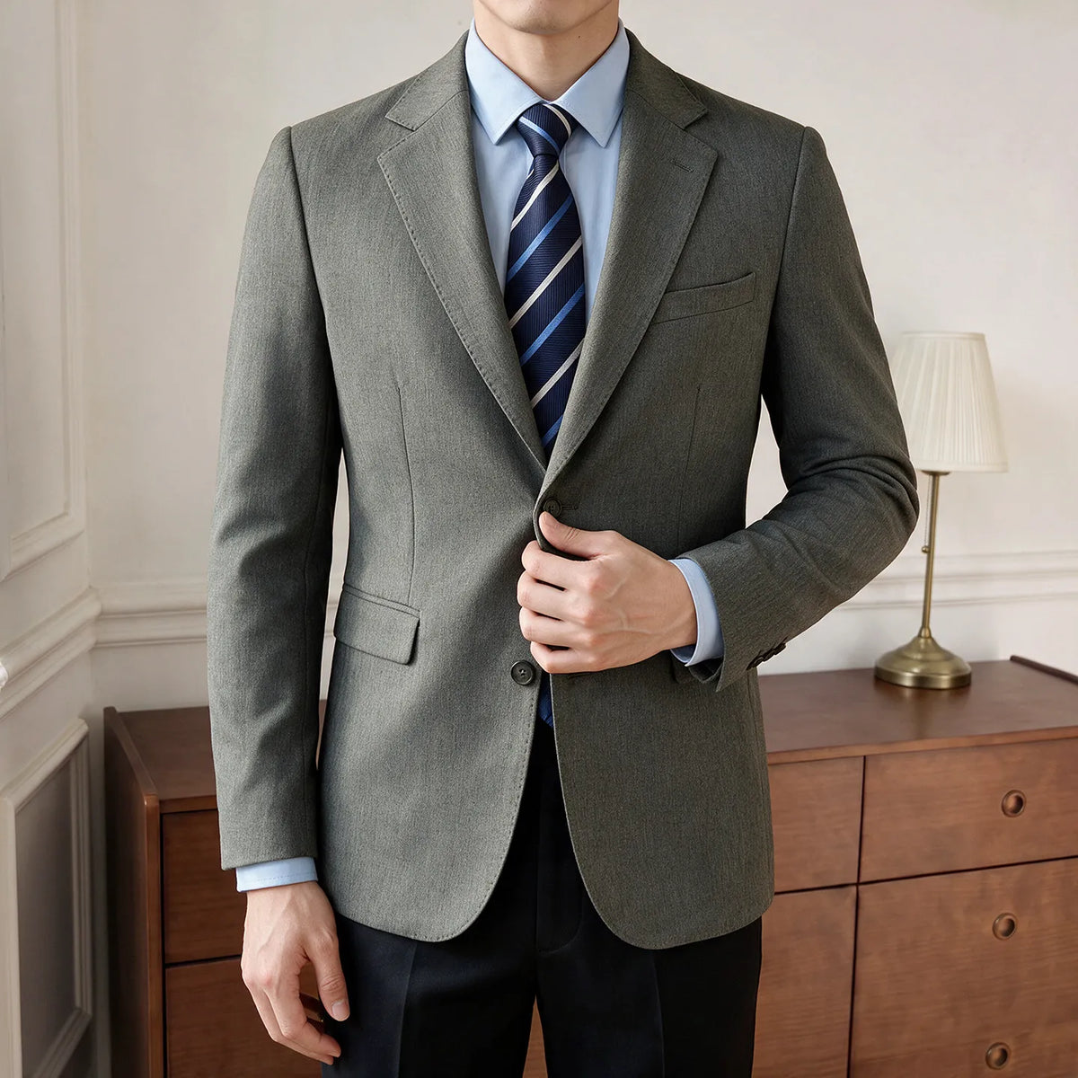 Men's Blazer Retro Texture Smart Casual Suit Lightweight Business Commuter Jacket