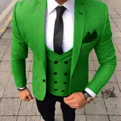 Ensemble de costume 3 pièces coupe ajustée marron pour homme avec blazer, gilet et pantalon - Tenue décontractée pour mariage, bal de promo, affaires, smoking de marié