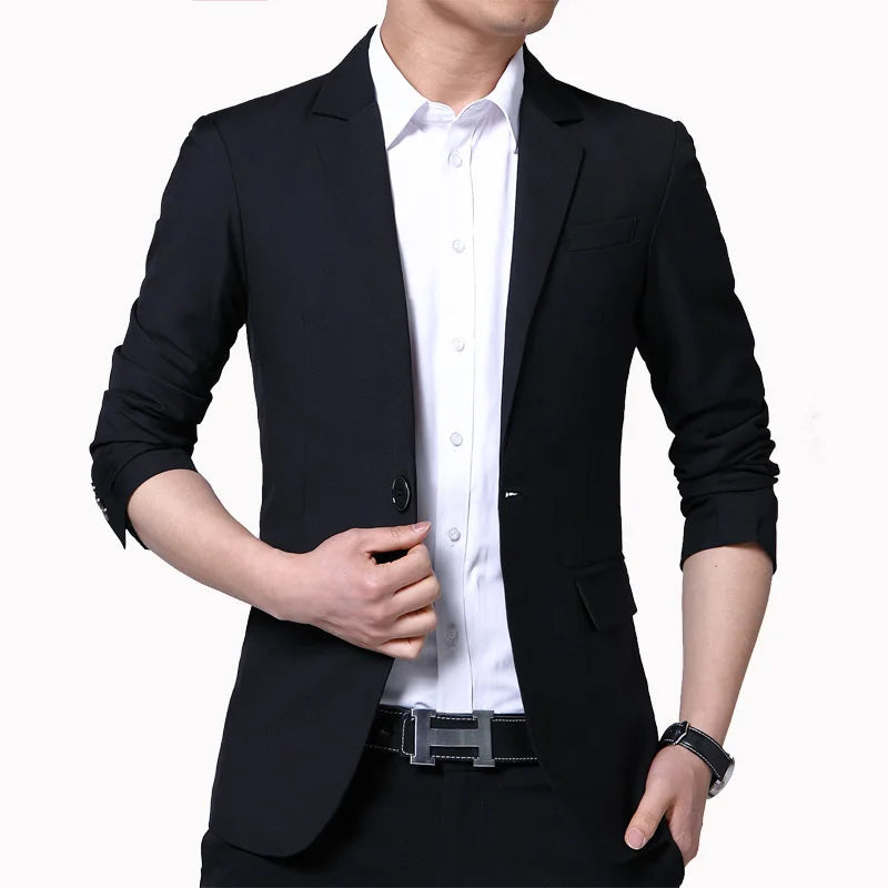 Blazer Men's Fashion Premium Business Outdoor Self-cultivation Gentleman English Style Solid Color Casual Hosts Weddings Blazer