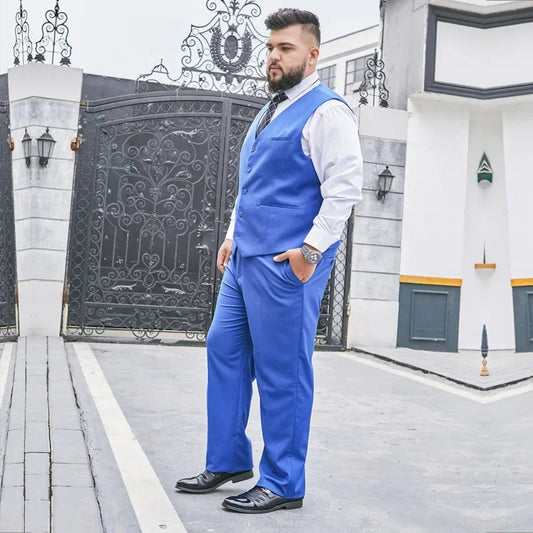 Men's Plus Size Formal Vest Single Breasted Waistcoat for Weddings and Events