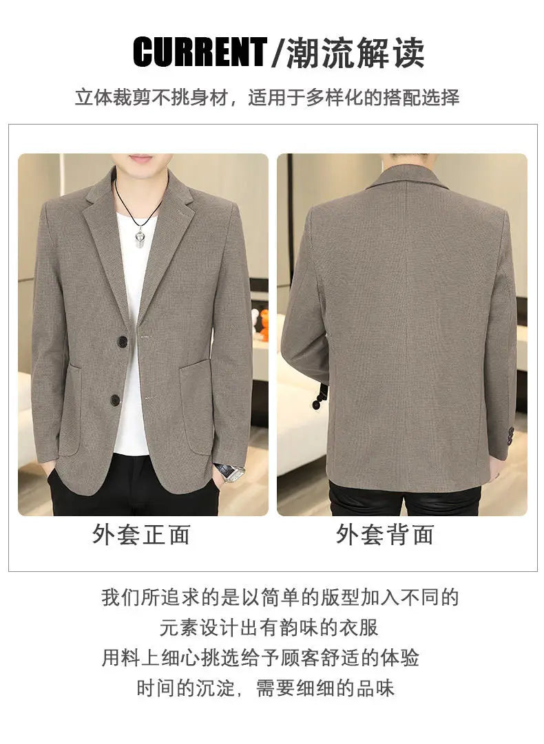 Blazer Men Business Gentleman Leisure Korean Wedding Fashion Trend, Slimming, Versatile, High-end Casual, High-end Woolen Blazer