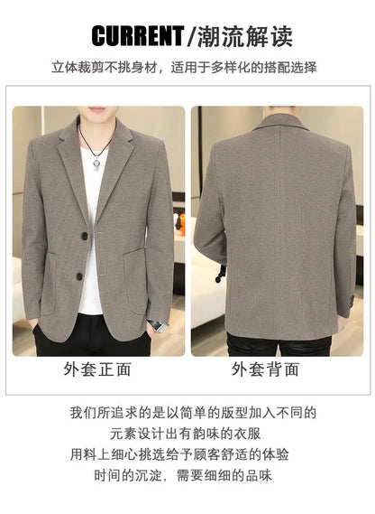 Blazer Men Business Gentleman Leisure Korean Wedding Fashion Trend, Slimming, Versatile, High-end Casual, High-end Woolen Blazer