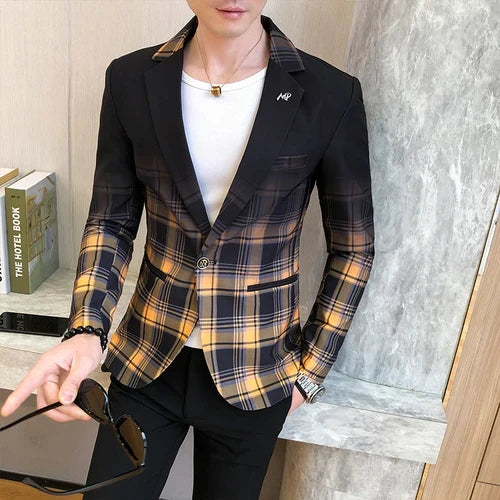 Men's Blazer Suit Jacket 2025 Spring New Fashion Korean Slim Suit Jacket Social Prom Dress Jacket Men's High Quality Clothing