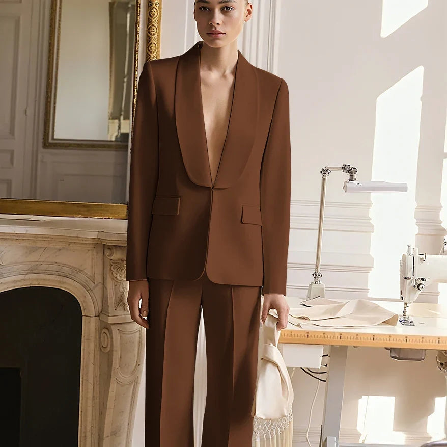 Wedding Guest Suits for Women Elegant Bride Mother Groom Blazer Set Shawl Lapel 2Pieces(Jacket+Pants) Hidden Button Custom