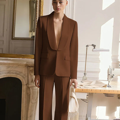 Wedding Guest Suits for Women Elegant Bride Mother Groom Blazer Set Shawl Lapel 2Pieces(Jacket+Pants) Hidden Button Custom