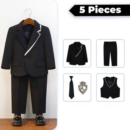2026 New Boys Slim Fit Dresswear Suits For Birthday Wedding Party Three Colors Handsome Child Suit Set School Performance