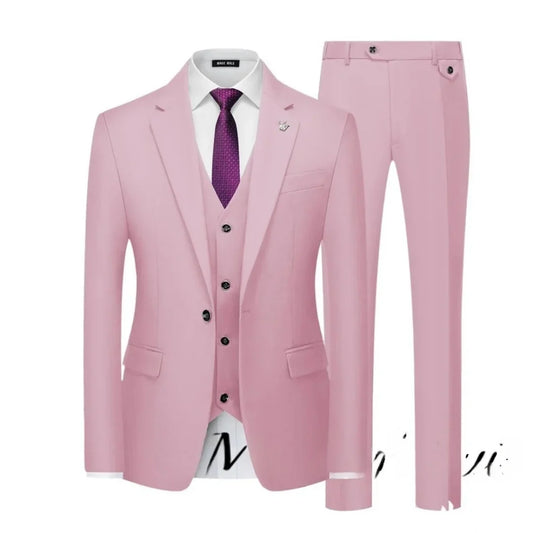 White Mens Suits Slim Fit 3 Piece Tuxedo Suit One Button Solid Prom Wedding Party Blazer Vest Pants Set trajes para hombre