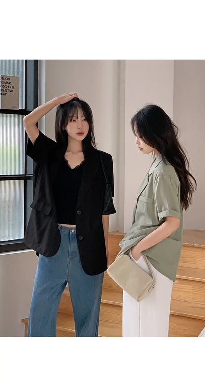 Chic Summer Short Sleeve Women's  Lightweight Loose Casual Design Sense Elegance Small Western Style Top Trendy