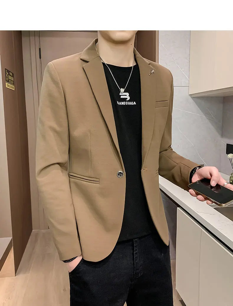 Blazer Outdoor Men's Velvet Fashion Business Korean-style Travel Wedding Solid Color Slimming Casual High Formal Wear Blazer