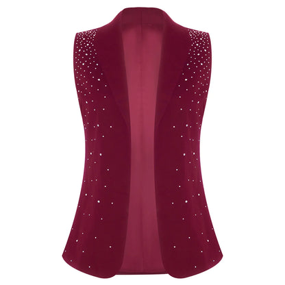 Women V-neck Sequins Vests Fashion Waistcoat Sleeveless Vest Party Tops Clubwear Lady Nightclub Disco Music Festival Outfit