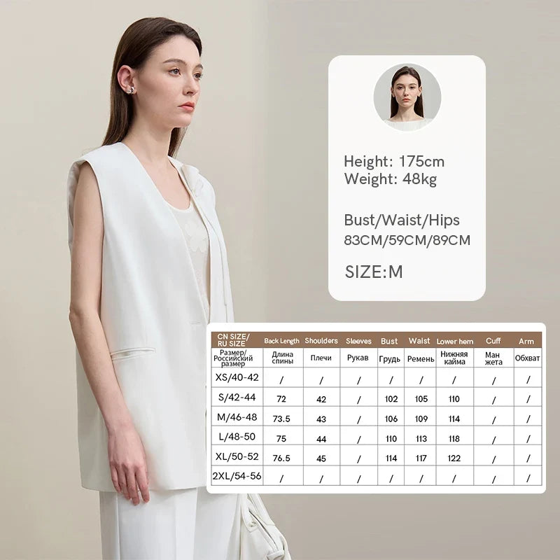 Women's Vest 2026 Autumn New Commuter V-Neck Padded Shoulders Vest Casual Sleeveless Women's Loose Mid-Length Top 12651034