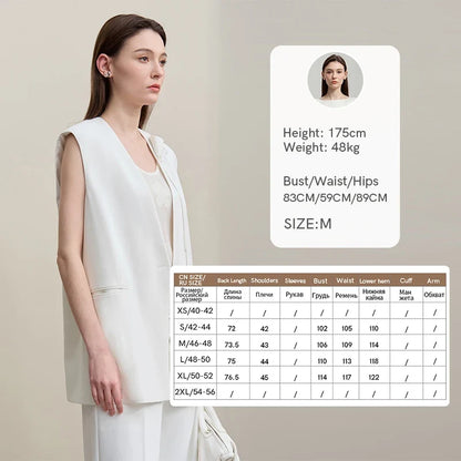 Women's Vest 2026 Autumn New Commuter V-Neck Padded Shoulders Vest Casual Sleeveless Women's Loose Mid-Length Top 12651034