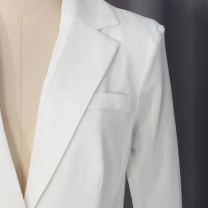 Women Blazer Sexy Hollow Out Backless Waist Cinching Slim Fit Solid Color Urban High-end Trend Jacket Spring Autumn HK21909