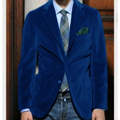 Men's Velvet Blazer Single-Breasted Slim Fit Sport Coat for Business and Formal Occasions