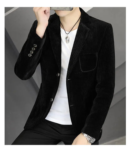 2026 Spring Autumn Corduroy Suit Jackets for Men Business Casual Blazers KoreanSlim Fit Social Office Wedding Suits Coats 4XL