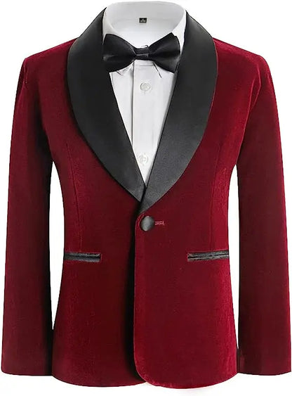 Boys Formal Suit Set 3-Piece Kids Wedding Suit Jacket Pants Bowtie for Birthday Ceremony Performance