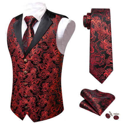 Men's Jacquard Floral Vest & Bowtie Set for Wedding & Formal Events – Yellow