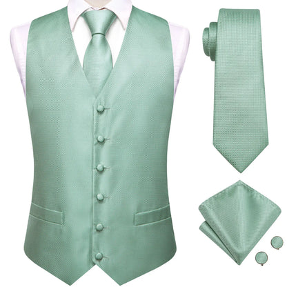 Men's Floral Paisley Suit Vest 4-Piece Set – Woven Waistcoat with Tie, Pocket Square & Cufflinks for Weddings & Formal Occasions