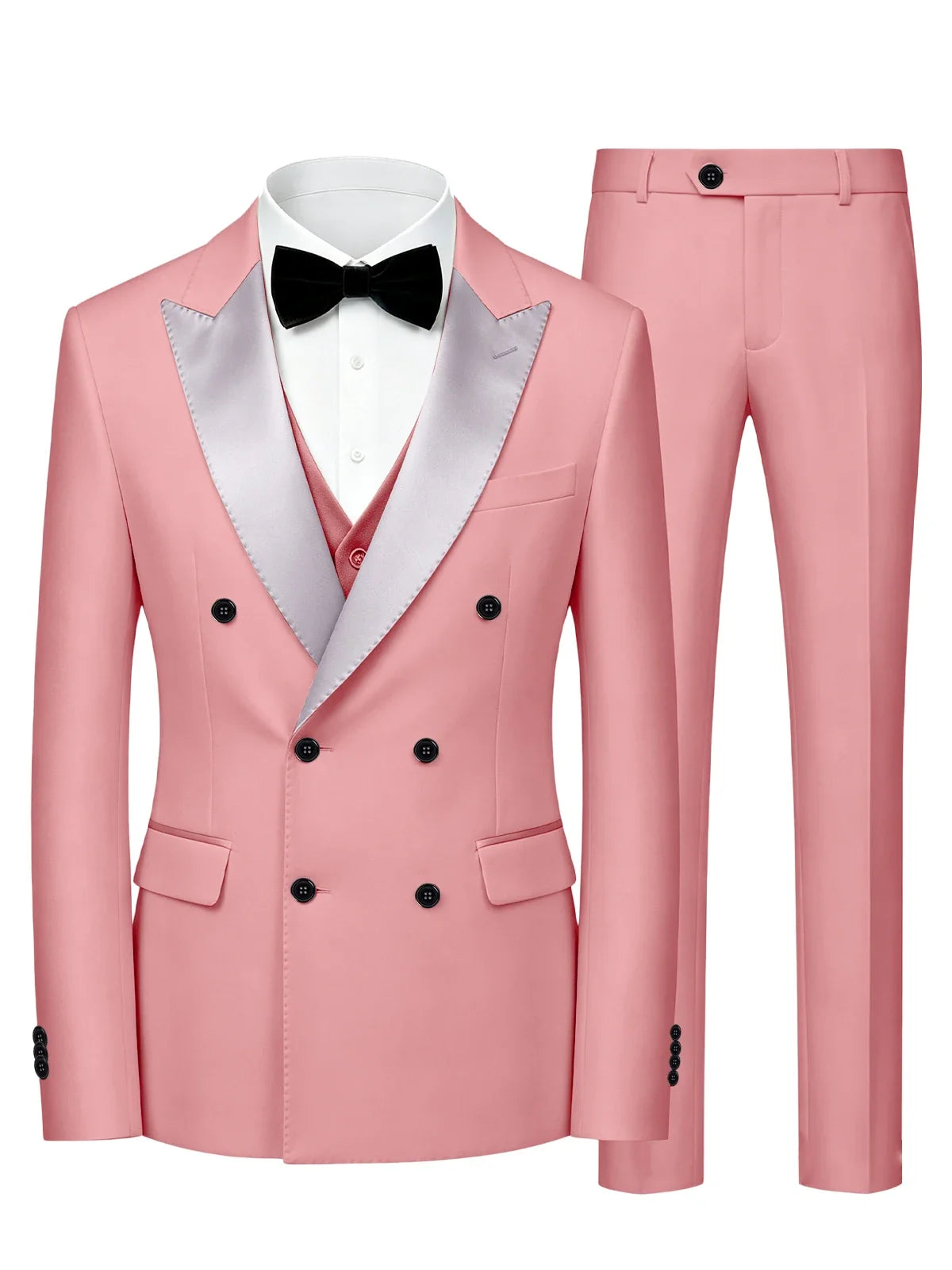 Men's Double Breasted 3 Piece Suit – Slim Fit Tuxedo Set for Weddings & Formal Events