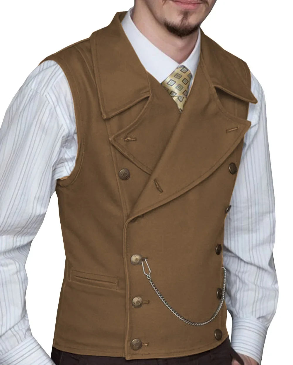 Men's Double Breasted Waistcoat – Solid Color Formal Vest for Weddings & Events
