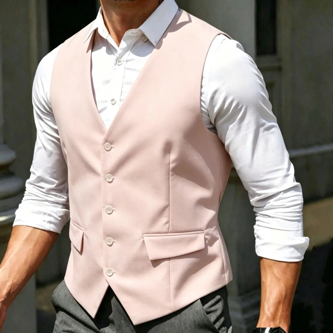 Men's Formal Vest – Single Breasted V-Neck Suit Waistcoat for Weddings and Events