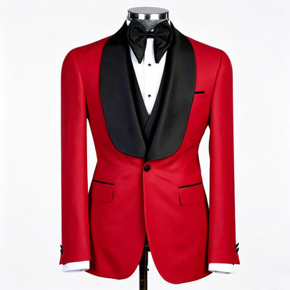 Men Suit Champagne 3 Piece With Black Lapel For Wedding Groom Banquet Party Birthday Prom Business Work Office Jacket Vest Pants